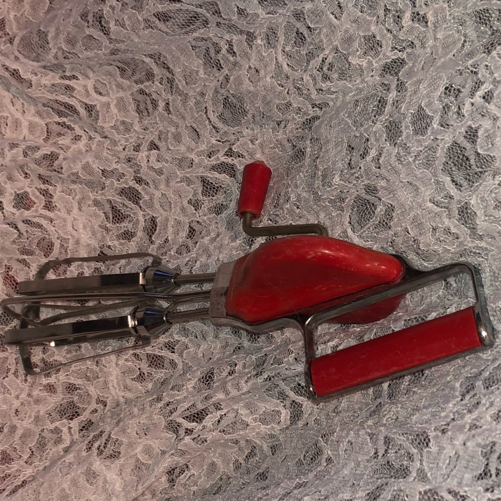 Vintage Red Handheld Egg Beater